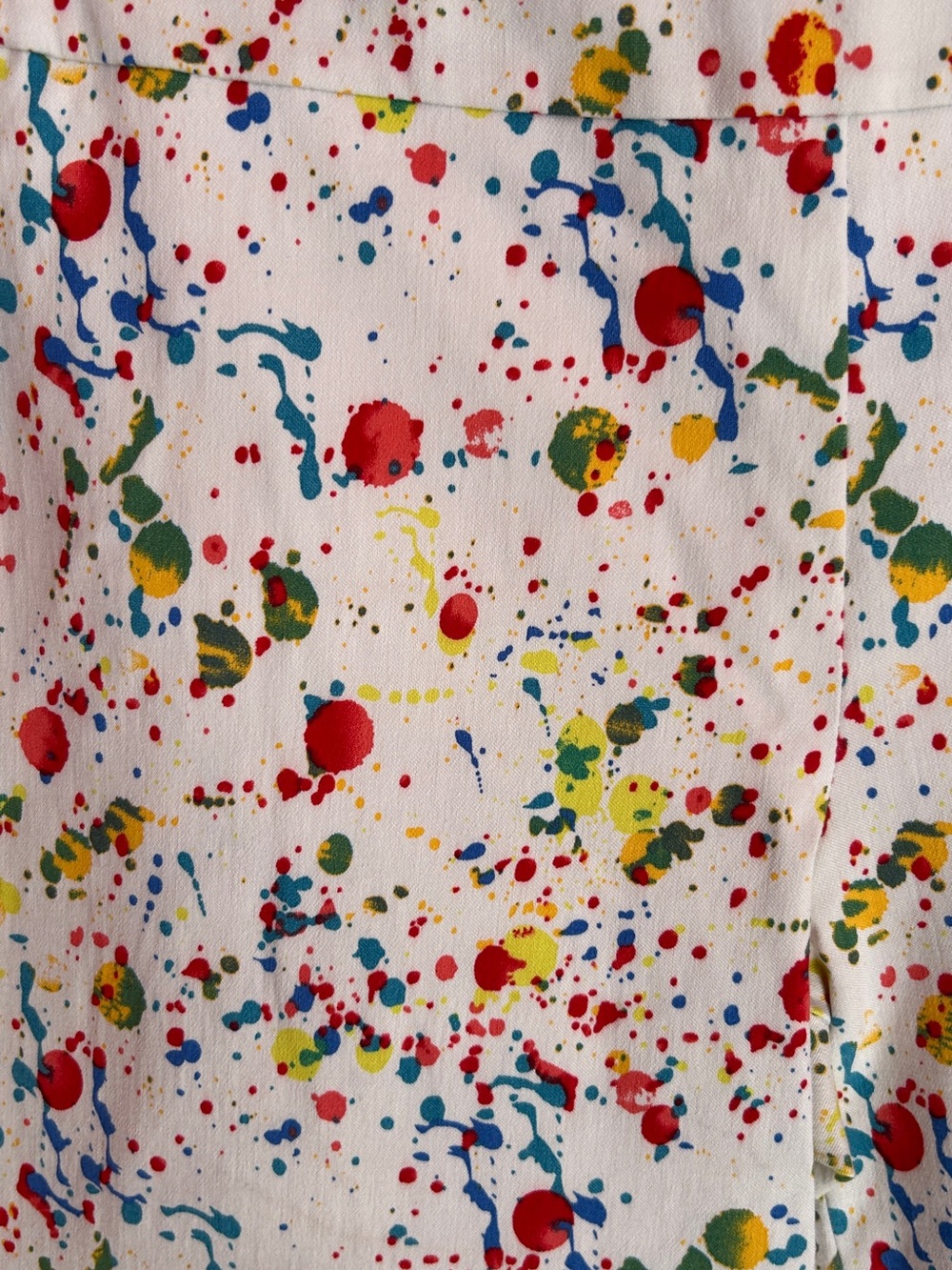 Krazy Larry Paint Splatter Pull On Ankle Pants Stretch White Size 4 Like New - Picture 5 of 8